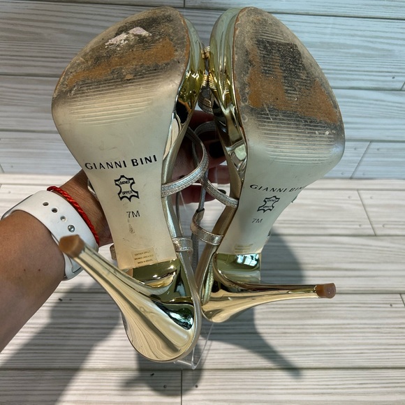 Gianni Bini Mirrored Strappy Platform Heels - Picture 7 of 7